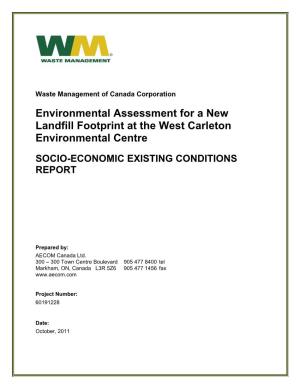 Environmental Assessment for a New Landfill Footprint at the West Carleton Environmental Centre