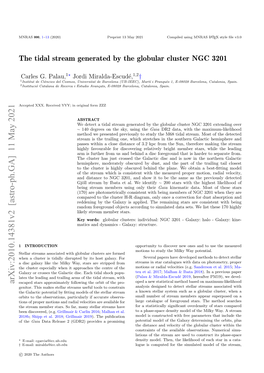 Arxiv:2010.14381V2 [Astro-Ph.GA] 11 May 2021 Escaped Stars Approximately Following the Orbit of the Pro- Genitor
