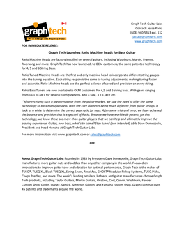 Graph Tech Launches Ratio Machine Heads for Bass Guitar.Pdf