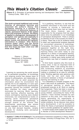 Gibson E J. Principles of Perceptual Learning and Development. New York: Appleton- Century-Crofts, 1969
