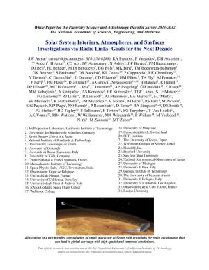 Solar System Interiors, Atmospheres, and Surfaces Investigations Via Radio Links: Goals for the Next Decade