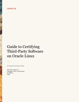 Guide to Certifying Third-Party Software on Oracle Linux