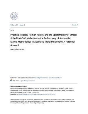John Finnis's Contribution to the Rediscovery of Aristotelian Ethical Methodology in Aquinas's Moral Philosophy: a Personal Account