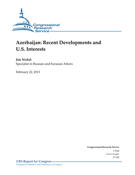 Azerbaijan: Recent Developments and U.S