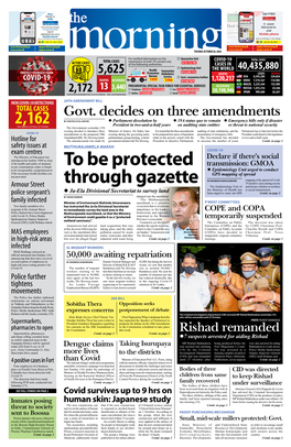 To Be Protected Through Gazette