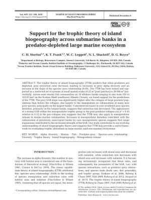 Support for the Trophic Theory of Island Biogeography Across Submarine Banks in a Predator-Depleted Large Marine Ecosystem