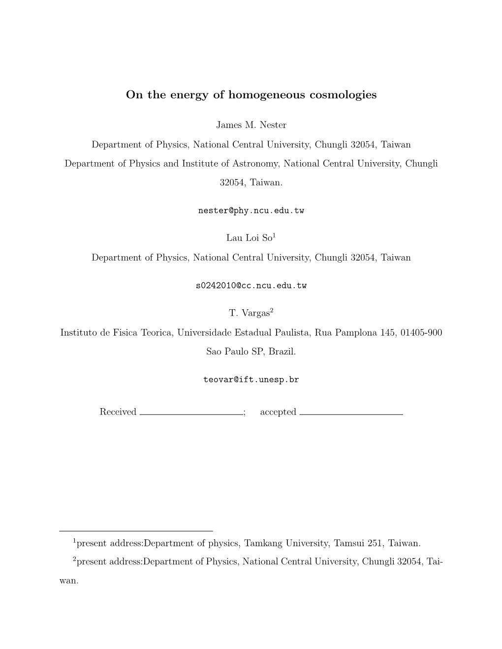 On the Energy of Homogeneous Cosmologies