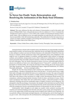 Yeats, Reincarnation, and Resolving the Antinomies of the Body-Soul Dilemma