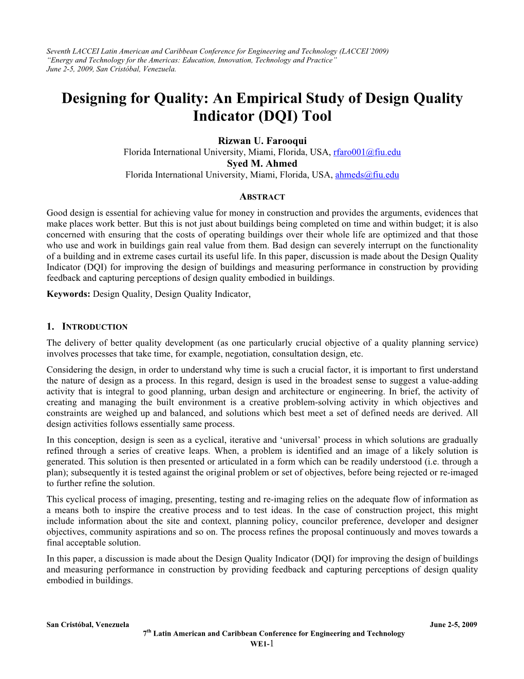 An Empirical Study of Design Quality Indicator (DQI) Tool