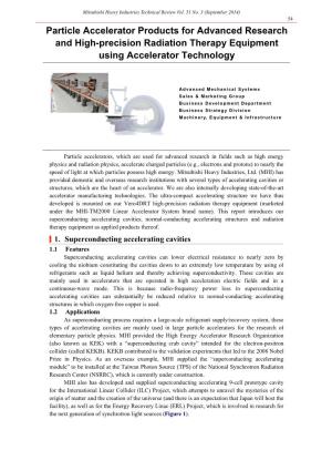 Particle Accelerator Products for Advanced Research and High-Precision Radiation Therapy Equipment Using Accelerator Technology