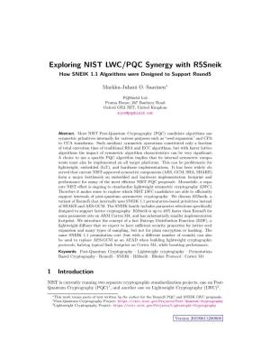 Exploring NIST LWC/PQC Synergy with R5sneik How SNEIK 1.1 Algorithms Were Designed to Support Round5