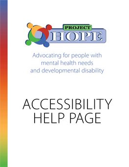 Project Hope Website Accessibility Help Page