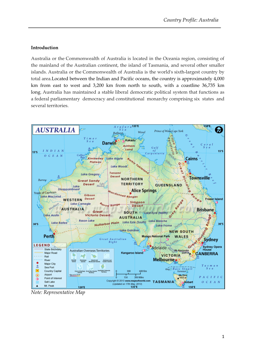 Country Profile: Australia Note: Representative