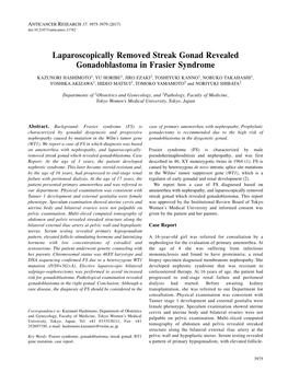 Laparoscopically Removed Streak Gonad Revealed Gonadoblastoma