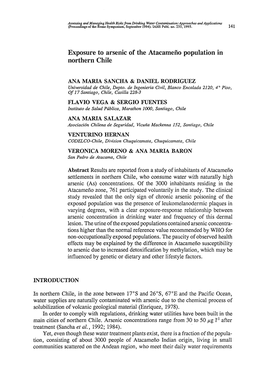 Exposure to Arsenic of the Atacameno Population in Northern Chile