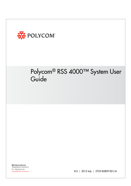 User Guide for Polycom RSS 4000 System, Version