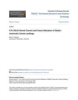 F/A-18A-D Hornet Current and Future Utilization of Mode I Automatic Carrier Landings