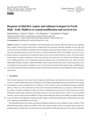 Response of Tidal Flow Regime and Sediment Transport in North Male
