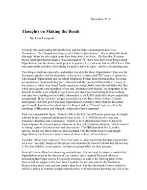 Making the Bomb by John Lamperti