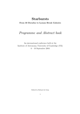 Starbursts Programme and Abstract Book