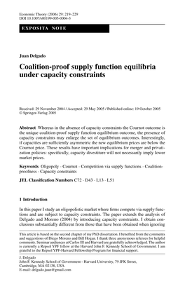 Coalition-Proof Supply Function Equilibria Under Capacity Constraints