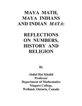 Maya Math, Maya Indians and Indian Maya