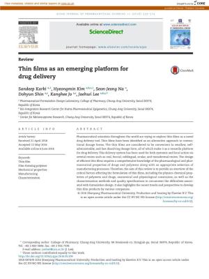 Thin Films As an Emerging Platform for Drug Delivery