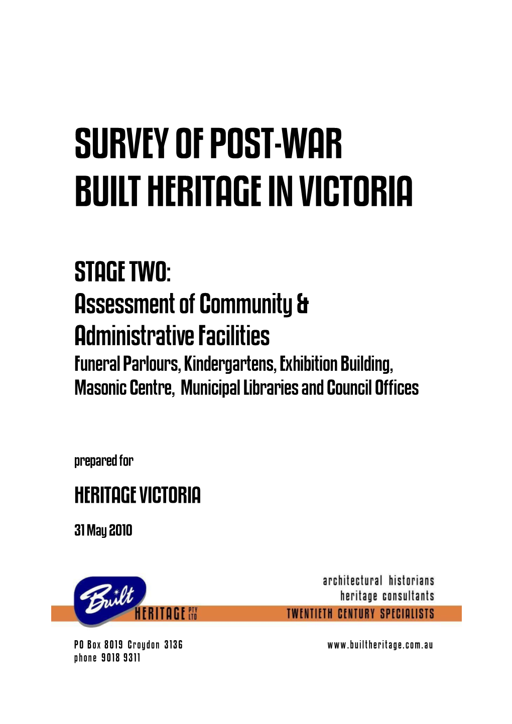 Survey of Post-War Built Heritage in Victoria