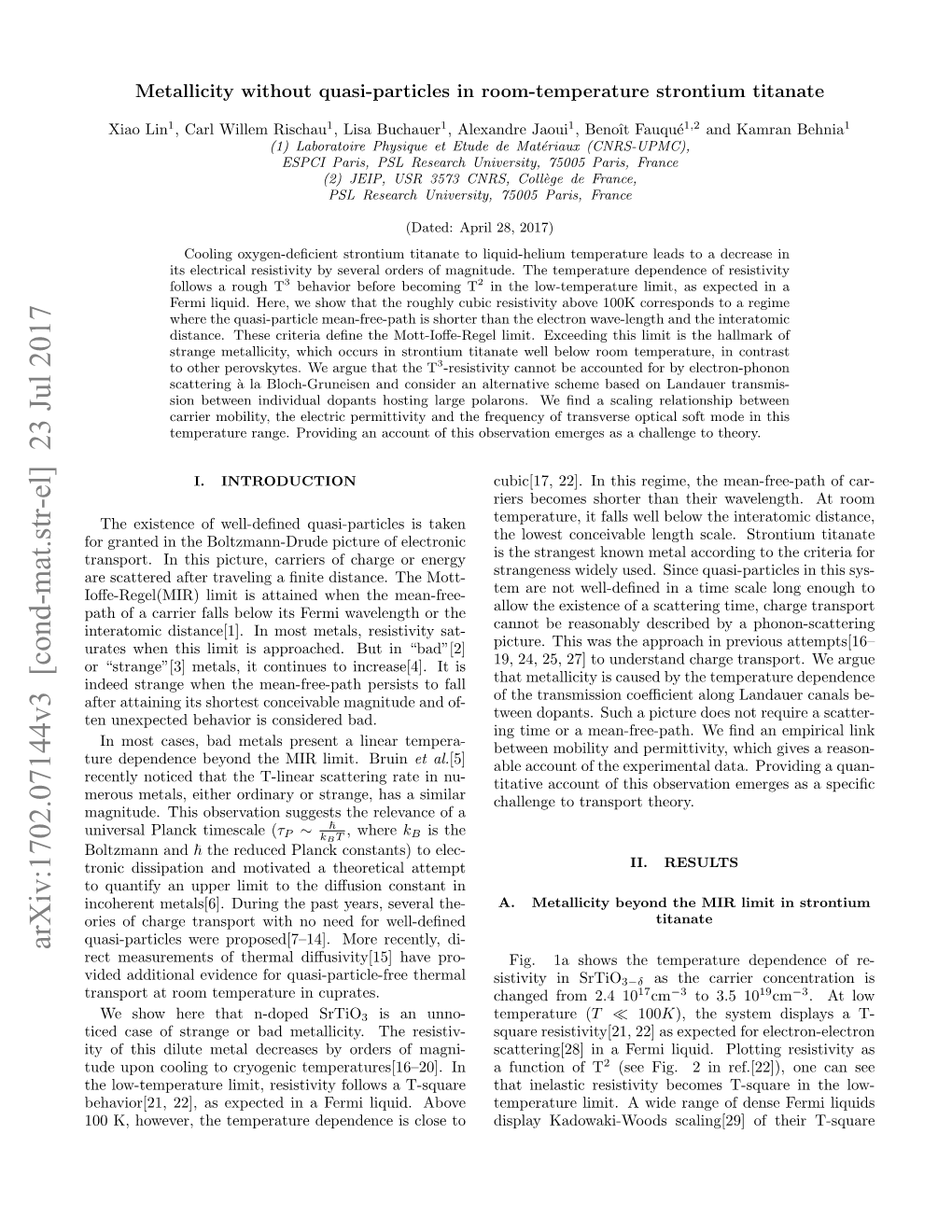 Arxiv:1702.07144V3 [Cond-Mat.Str-El] 23 Jul 2017 Rect Measurements of Thermal Diﬀusivity[15] Have Pro- Fig