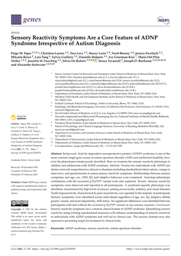 Sensory Reactivity Symptoms Are a Core Feature of ADNP Syndrome Irrespective of Autism Diagnosis