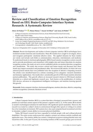 Review and Classification of Emotion Recognition Based on EEG