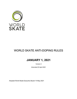 World Skate Anti-Doping Rules January 1, 2021