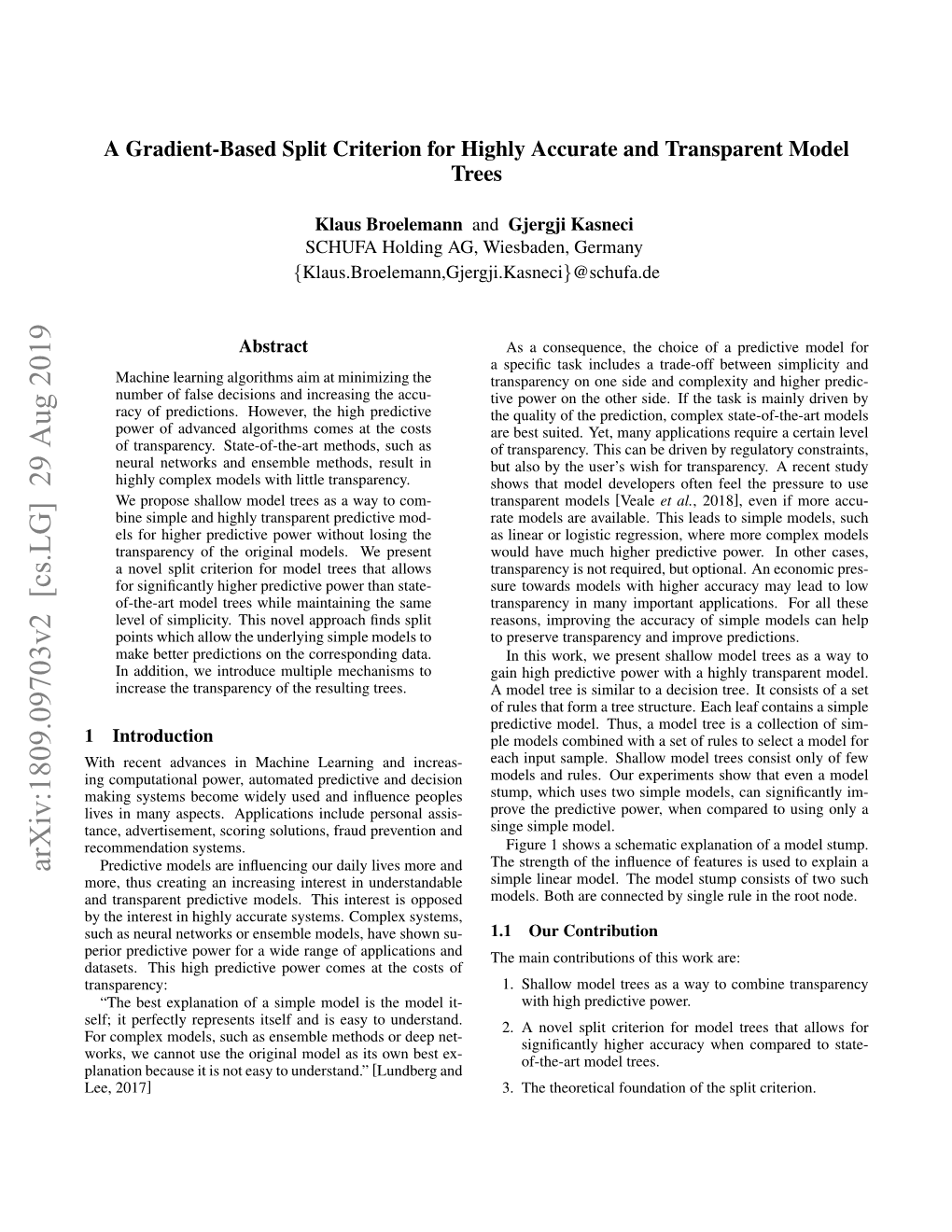 A Gradient-Based Split Criterion for Highly Accurate and Transparent Model Trees