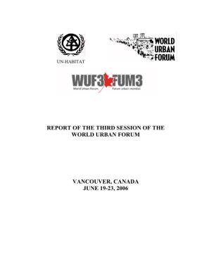 Report of the Third Session of the World Urban Forum