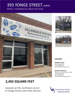393 Yonge Street, Barrie Retail / Commercial Space for Lease