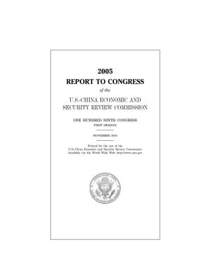 2005 REPORT to CONGRESS of the U.S.-CHINA ECONOMIC and SECURITY REVIEW COMMISSION