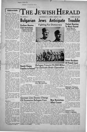 MARCH 7, 1941 ,Parochial Unit to to Participate in 'Fashion Show the JEWISH HERALD the J Ewish Home Newspaper of Rhode ,Hold Spring Event Island
