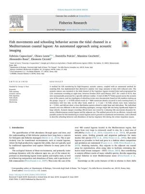 Fish Movements and Schooling Behavior Across the Tidal Channel in a Mediterranean Coastal Lagoon an Automated Approach Using Ac