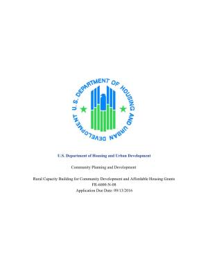 U.S. Department of Housing and Urban Development Community Planning and Development Rural Capacity Building for Communi