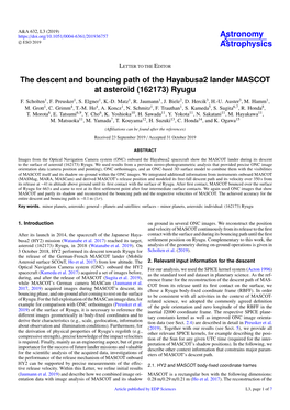 The Descent and Bouncing Path of the Hayabusa2 Lander MASCOT at Asteroid (162173) Ryugu F