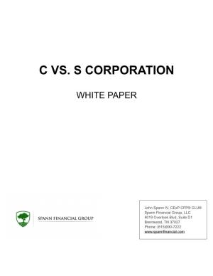 C Vs. S Corporation