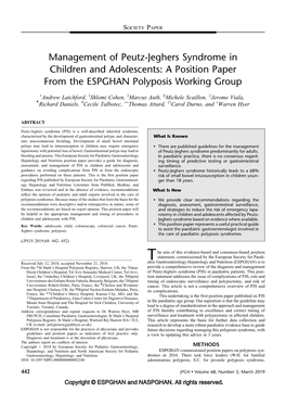 Management of Peutz-Jeghers Syndrome in Children