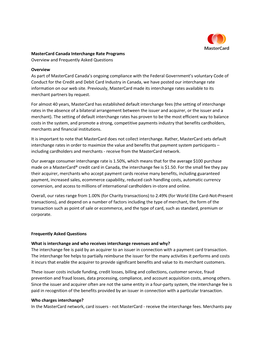 Mastercard Canada Interchange Rate Programs Overview and Frequently Asked Questions