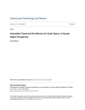 Interstellar Travel and the Mission for Outer Space: a Human Rights Perspective