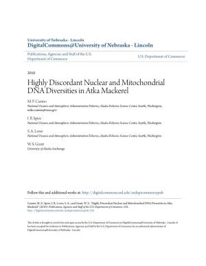 Highly Discordant Nuclear and Mitochondrial DNA Diversities in Atka Mackerel M