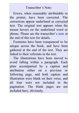 Transcriber's Note: Errors, When Reasonably Attributable to The