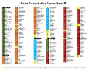 Premier Communications Channel Lineup RF
