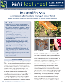 Imported Fire Ants [Solenopsis Invicta (Buren) and Solenopsis Richteri (Forel)] Ann M.M