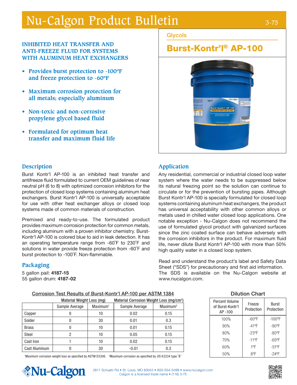 BURST-KONTR'l AP-100, 5 GAL PAIL Product Bulletin