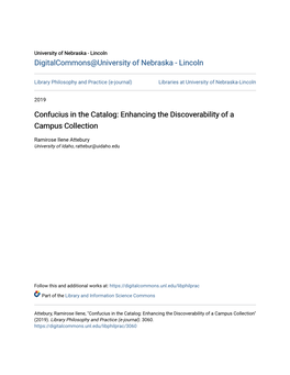 Confucius in the Catalog: Enhancing the Discoverability of a Campus Collection